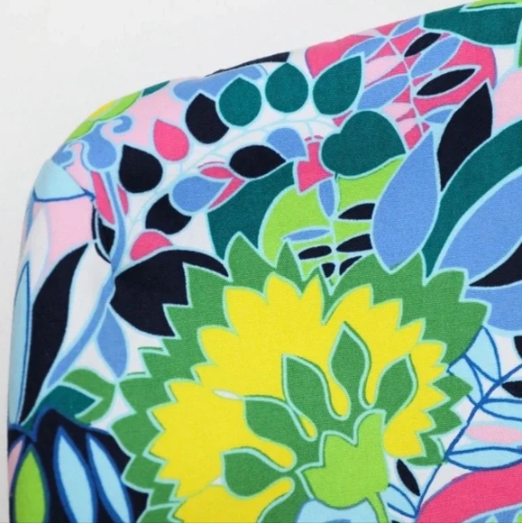 NEW Talbots bamboo handle canvas tote wooden shopper maximalist boho beach color - Picture 9 of 10